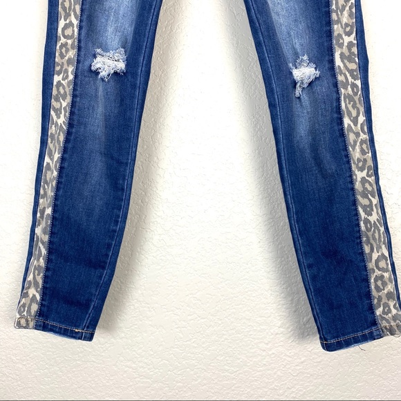 EASEL Animal Print Accent Skinny Denim Jeans NWT - Picture 5 of 8